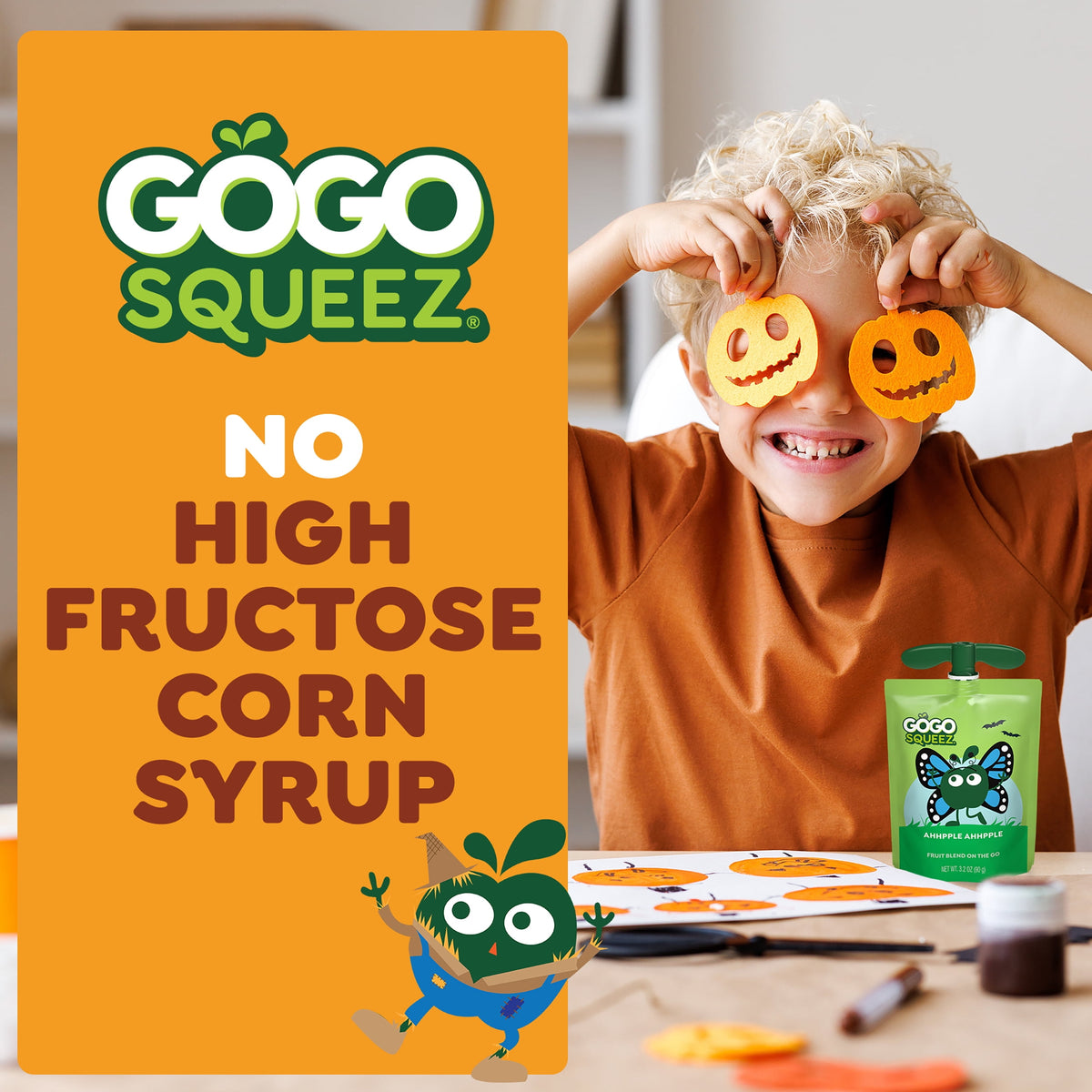 GoGo squeeZ No Sugar Added Halloween Apple Pumpkin Spice Variety Pack, 3.2 oz (20 Pack)
