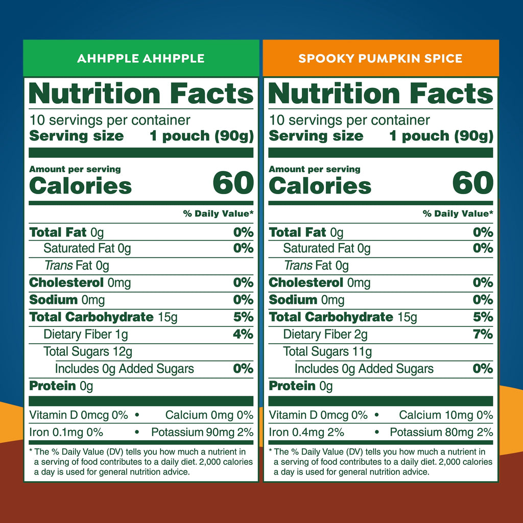 GoGo squeeZ No Sugar Added Halloween Apple Pumpkin Spice Variety Pack, 3.2 oz (20 Pack)
