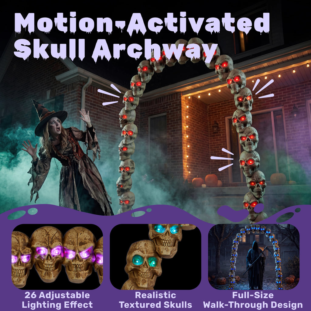 Joyfy 3.3x6.4FT Giant Halloween Groundbreaker Skeleton Decorations Outdoor, Light Up Animated Skeleton, IR Activated with Creepy Sound & Scary Motion, Scary Outdoor Indoor Halloween Decor for Graveya