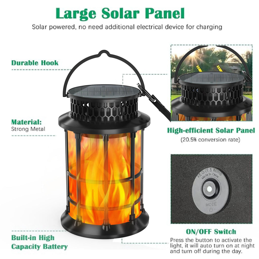 BinKFF Solar Lanterns Outdoor Lights, Upgraded Flickering Flames Hanging Solar Lights for Outside, Solar Powered Lantern Waterproof, Lanterns Decorative for Yard Patio Garden Decor