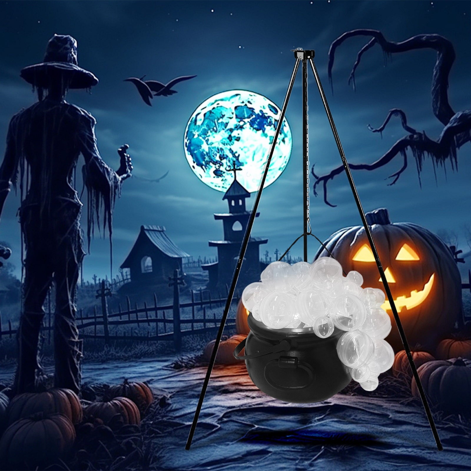 Muecwrye Halloween Decorations Outdoor, Halloween Clearance! Halloween Witches Cauldron on Tripod with Lights, DIY Bubbling Cauldron Set Decor for Home Porch Outside, Halloween Party Supplies