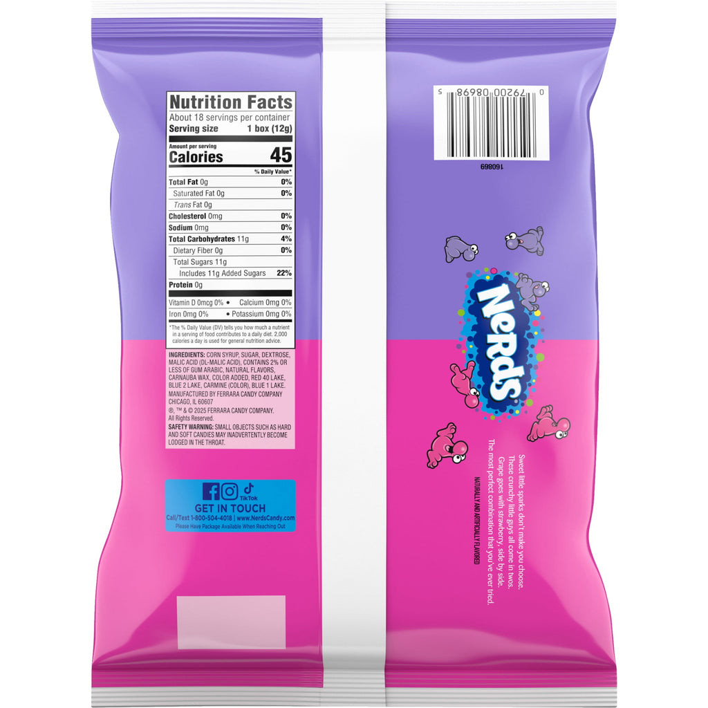 Nerds Grape & Strawberry Candy, Halloween Mini Candies, Classic Nerds, 7.38 oz