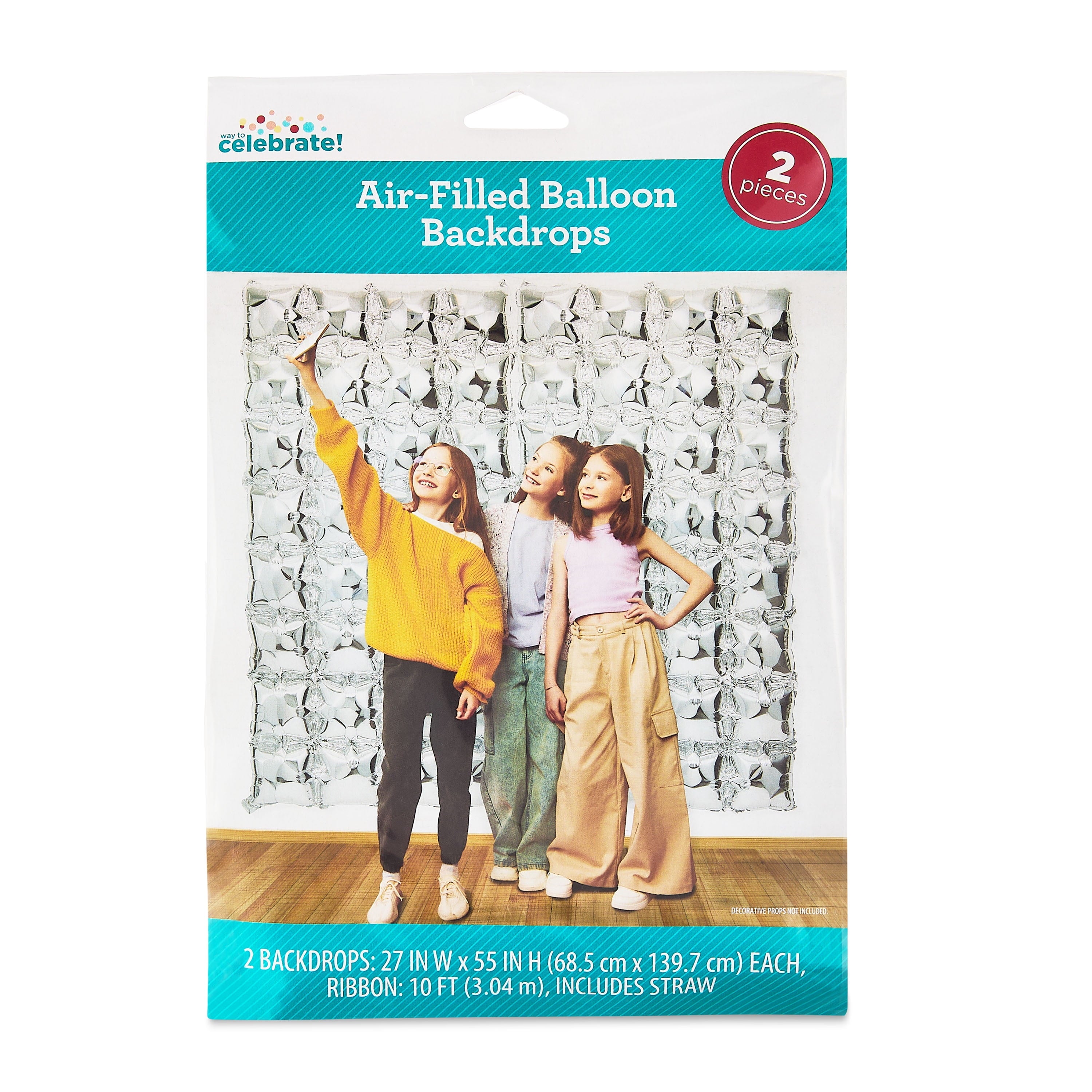 55 inch Foil Balloon Backdrops, Silver, 2 Count, by Way To Celebrate