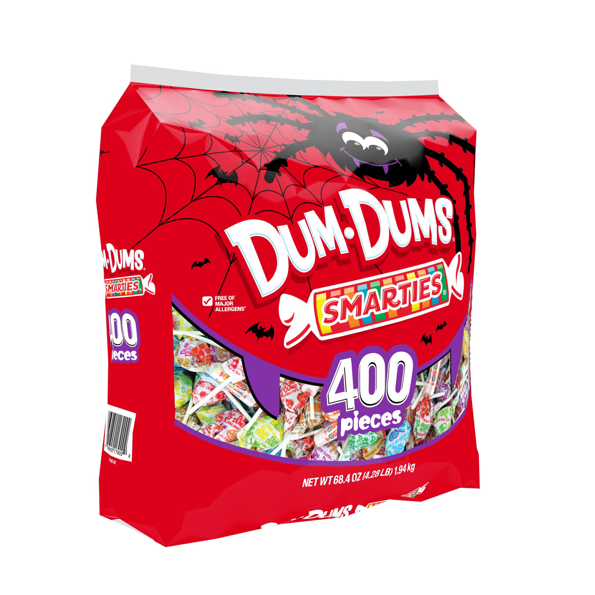 Dum Dums & Smarties Halloween Allergen-Free, Assorted Candy Mix Lollipops & Suckers, Hard Party Candy Bags, 400 Count