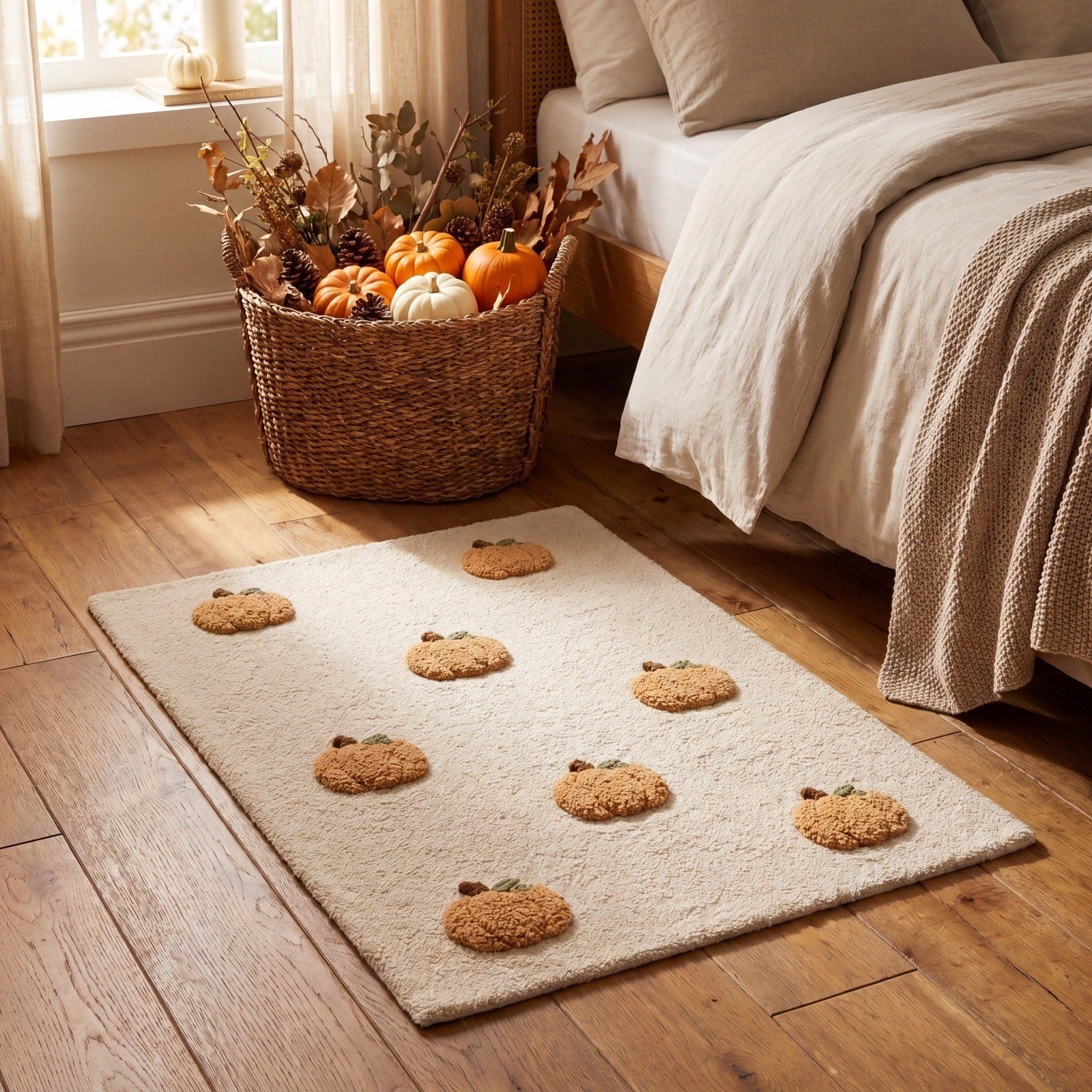 Halloween Thanksgiving Pumpkin Doormat 24x16 Inch, Simple Fall Farmhouse Entrance Mat for Front Porch Patio Home Decor