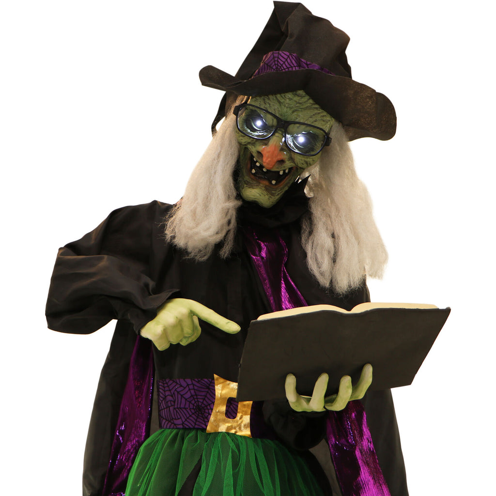 Haunted Hill Farm Life Size 5.6 ft Animatronic Witch, Indoor/Outdoor Halloween Decoration