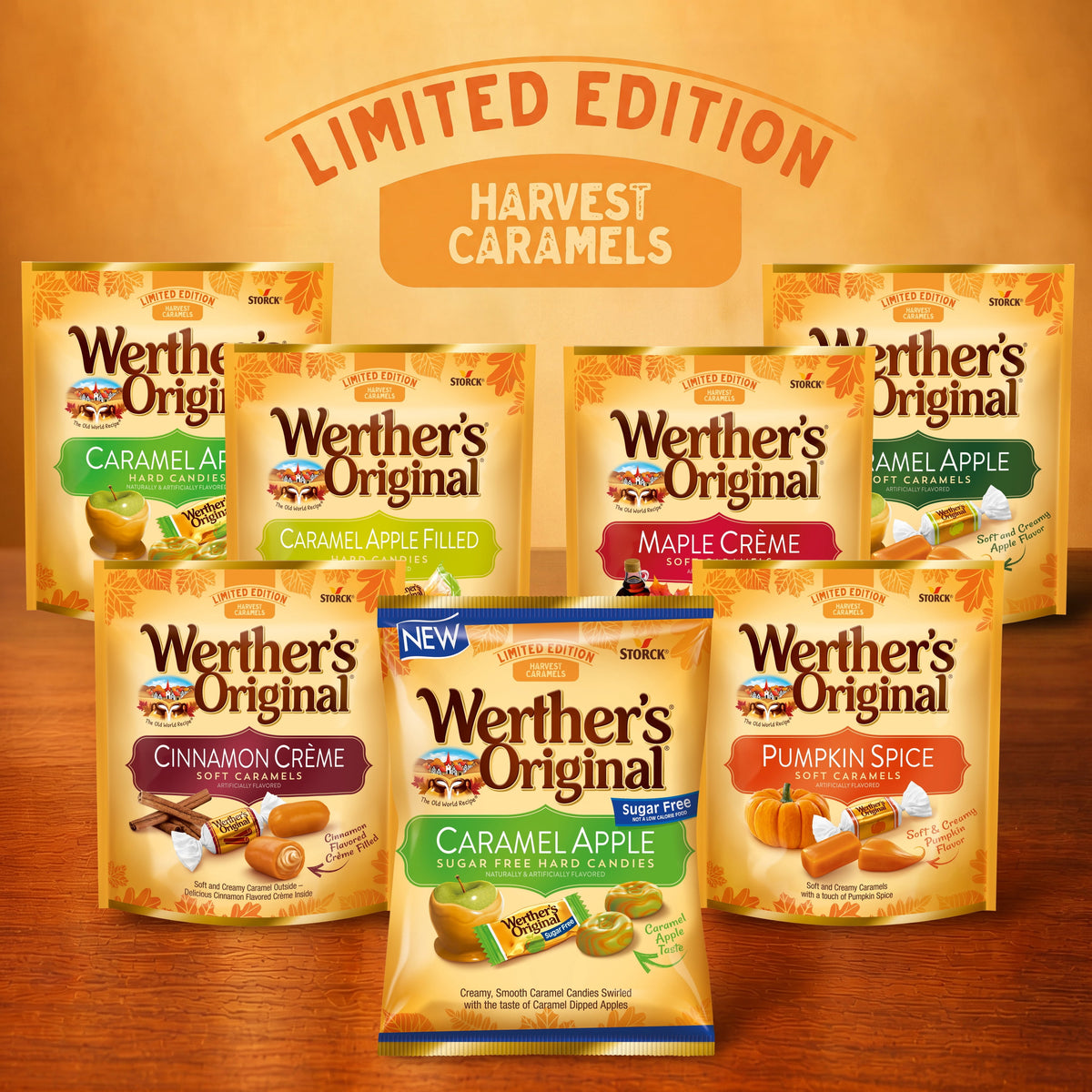Werther's Original Sugar Free Caramel Apple Hard Candies, Limited Edition Fall Harvest, 5 oz Bag