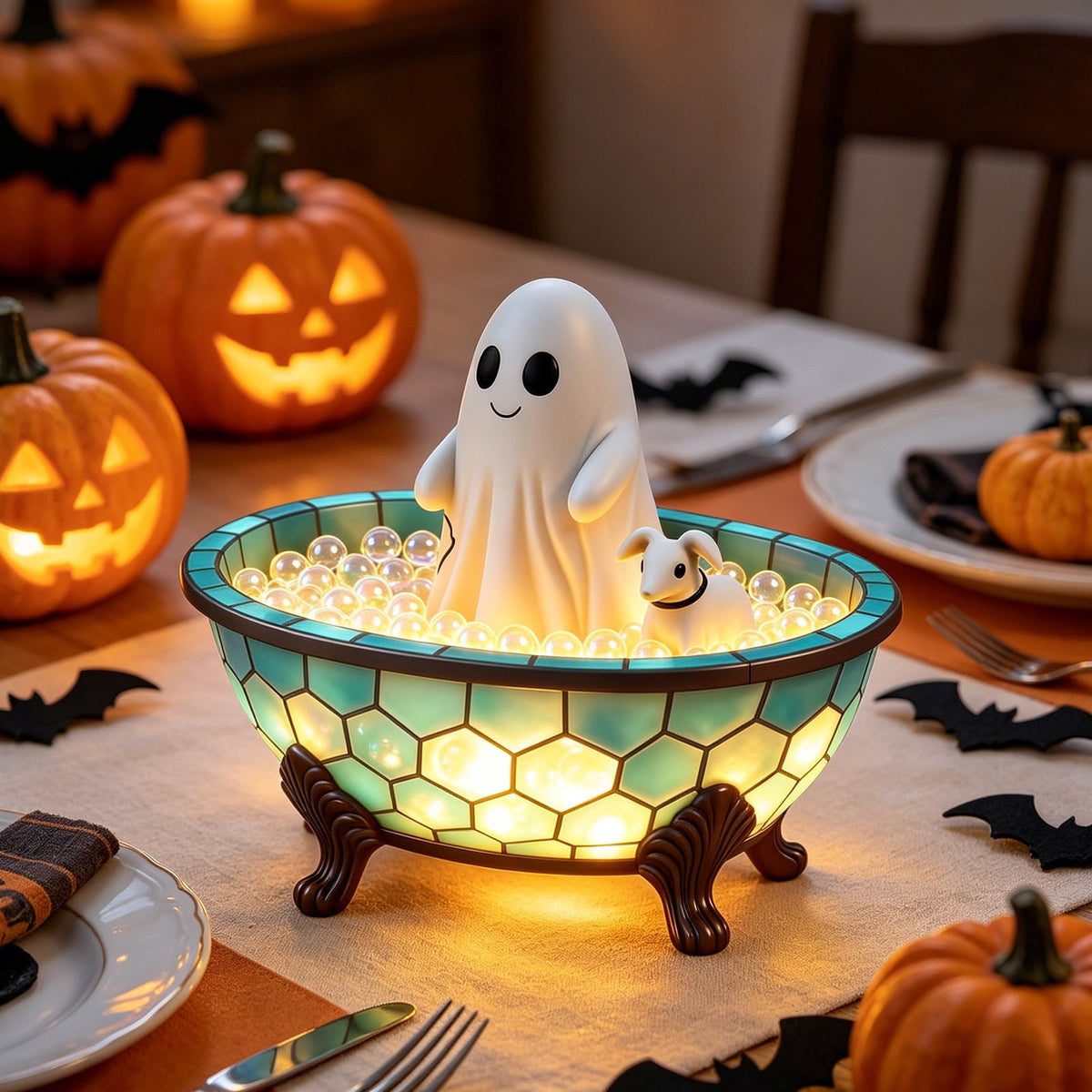 Ghost Night Light Halloween Decorations Bedside Night Light with Tap Control, Dimmable Nursery Decor Lamp, Fun Ghost Gift for K*ids, Halloween Room Decor, Ghost Lamp