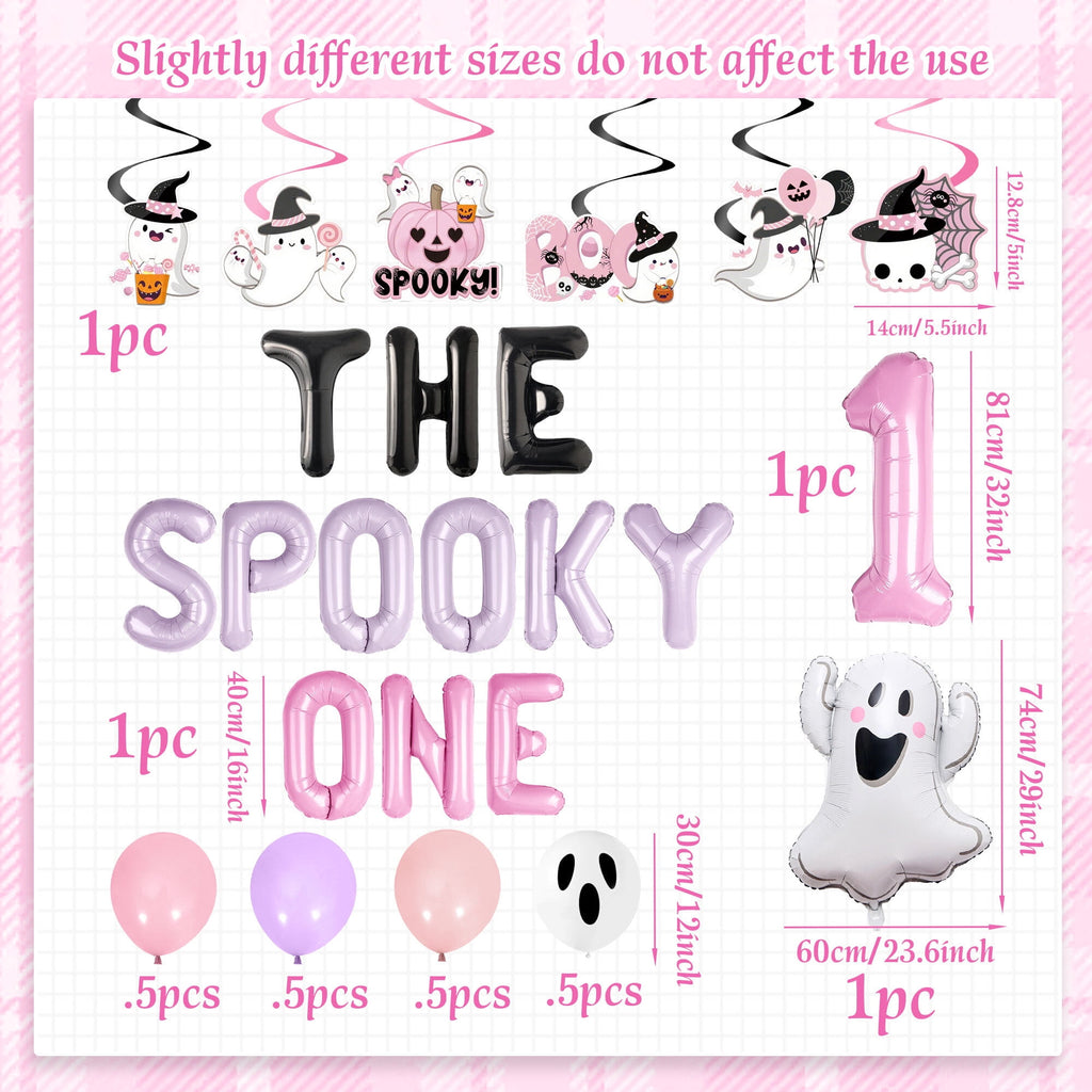 Halloween Party Decorations Set - The Spooky One Theme with Pink Purple Balloons & Ghost Decor