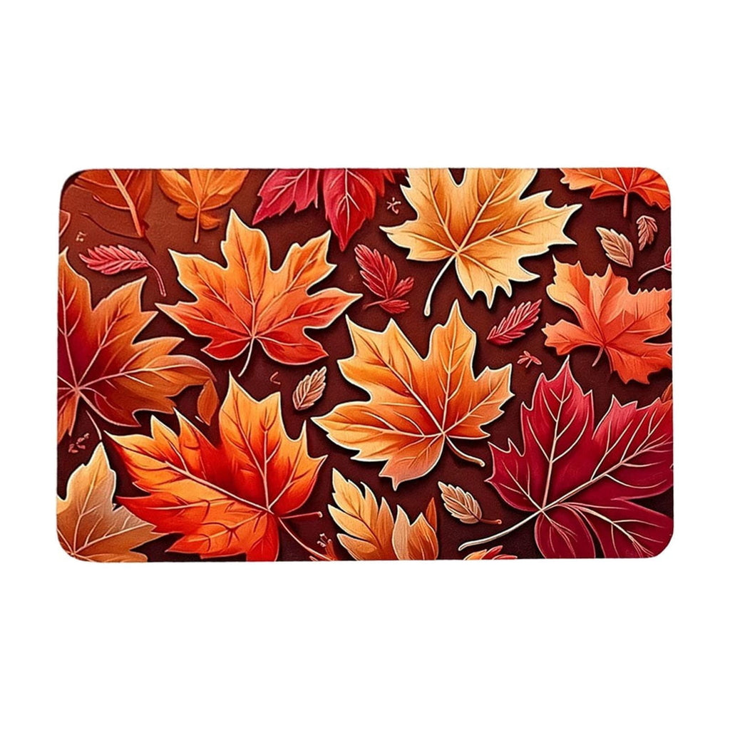 syligr Halloween Thanksgiving Doormat with Maple Leaf & Pumpkin Patterns - Non-Slip Floor Mat for Entryway, Kitchen, Porch, Fall Harvest Decor Rug with Anti-Fatigue Backing, Gift for Thanksgiving