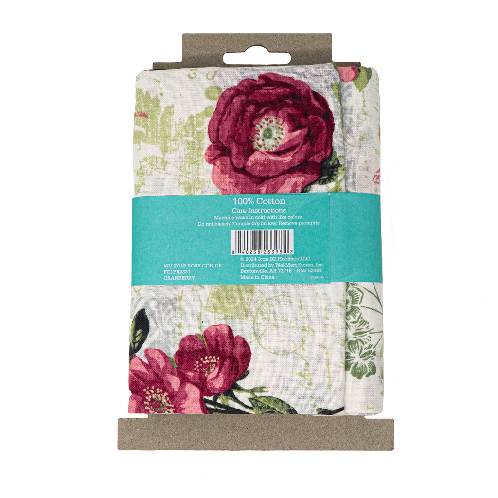 Waverly Inspirations 1 Yard Cut 100% Cotton Prints Fabric, Rose Cranberry, 44 in Wide for Quilting & Sewing
