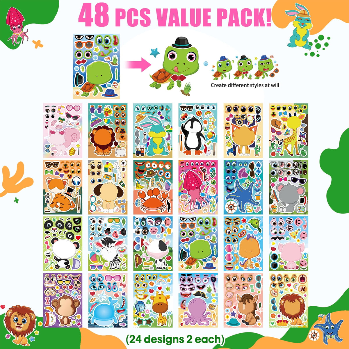 Ayieyill 64 Packs Halloween Stickers Pumpkin Decorating Stickers for Children , 32 Sheet Small Pumpkin Face Stickers for Halloween Party Supplies Trick or Treat Party Favors