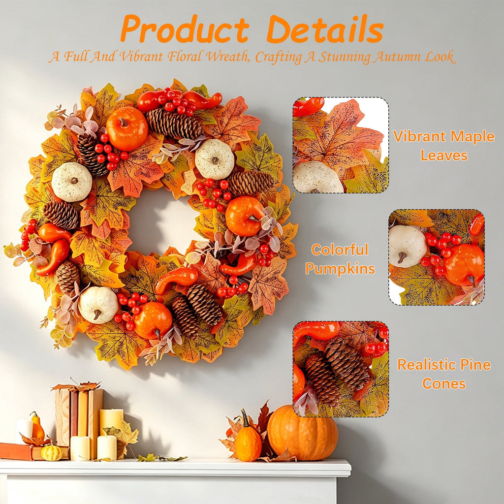 AGCAN 27 Inch Halloween Wreaths for Front Door, Unlit Halloween Wreaths with Witch Hat & Legs, Halloween Decorations for Home, Porch, Window, Indoor, Wall Decor