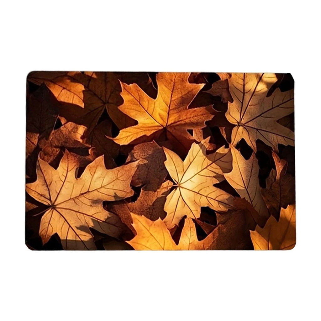 syligr Halloween Thanksgiving Doormat with Maple Leaf & Pumpkin Patterns - Non-Slip Floor Mat for Entryway, Kitchen, Porch, Fall Harvest Decor Rug with Anti-Fatigue Backing, Gift for Thanksgiving