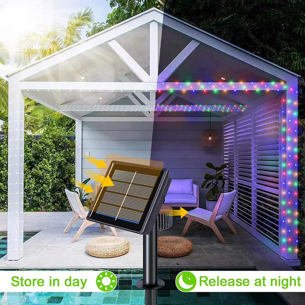 2 Pack Solar Fairy Lights Outdoor 33ft 100 LED Solar Powered Copper Wire Lights 8 Modes Waterproof for Garden Tree Patio Wedding Party Decor,Cool White