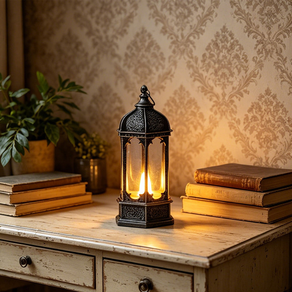 Djiypn Mini Lanterns 2Pack LED Small Lanterns Decorative Indoor Outdoor Hanging Lantern Decorative Candle Light Farmhouse Decor for Weddings Western Camping Party Halloween Christmas Decorations