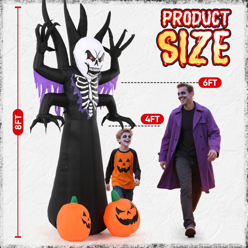 Toiyjofe 6ft Halloween Inflatable Black Cat with Glowing Jack o' Lantern and Witch Hat, Outdoor LED Trick-or-Treat Decoration for Yard, Lawn & Porch