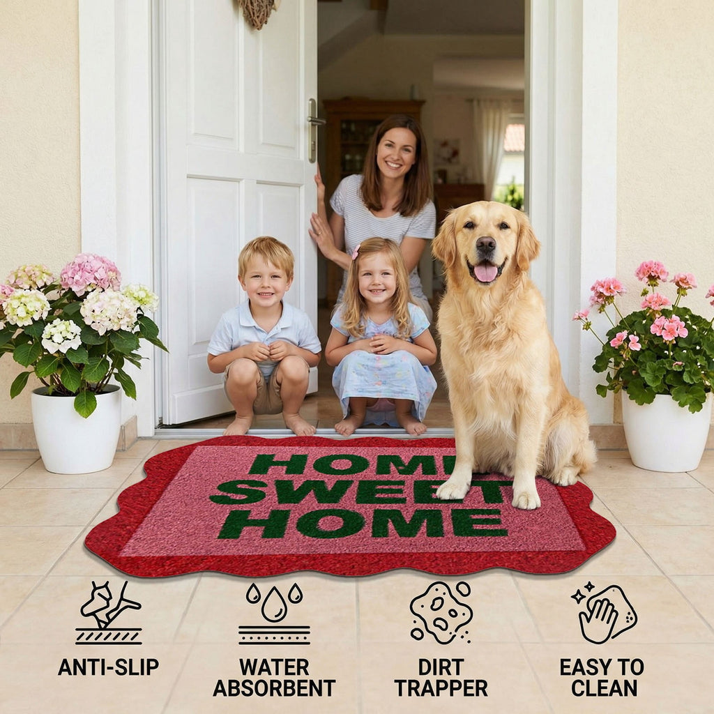 Lypsnake Natural Coco Coir Doormat - "Love Grows Here" Printed with Delicate Floral Pattern, Non-slip Absorbent Entry Mat for Home Entrance Porch Patio and Outdoor Decoration