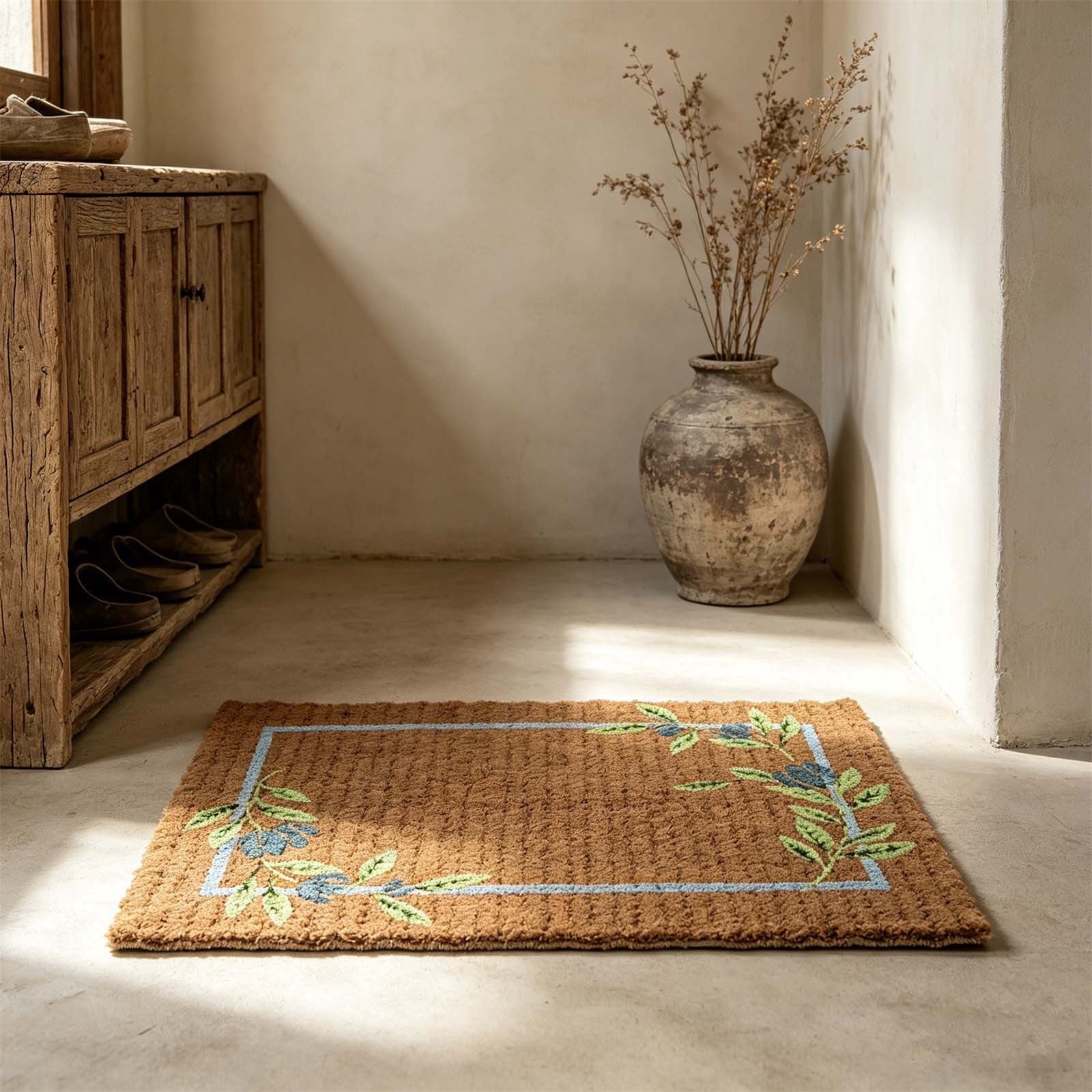 Sruoe Summer Carnival Printed Floor Mat, 15.74"x23.62", Water Absorbent Non Slip Doormat, Flannel Entryway Bathroom Kitchen Household Decor Rug