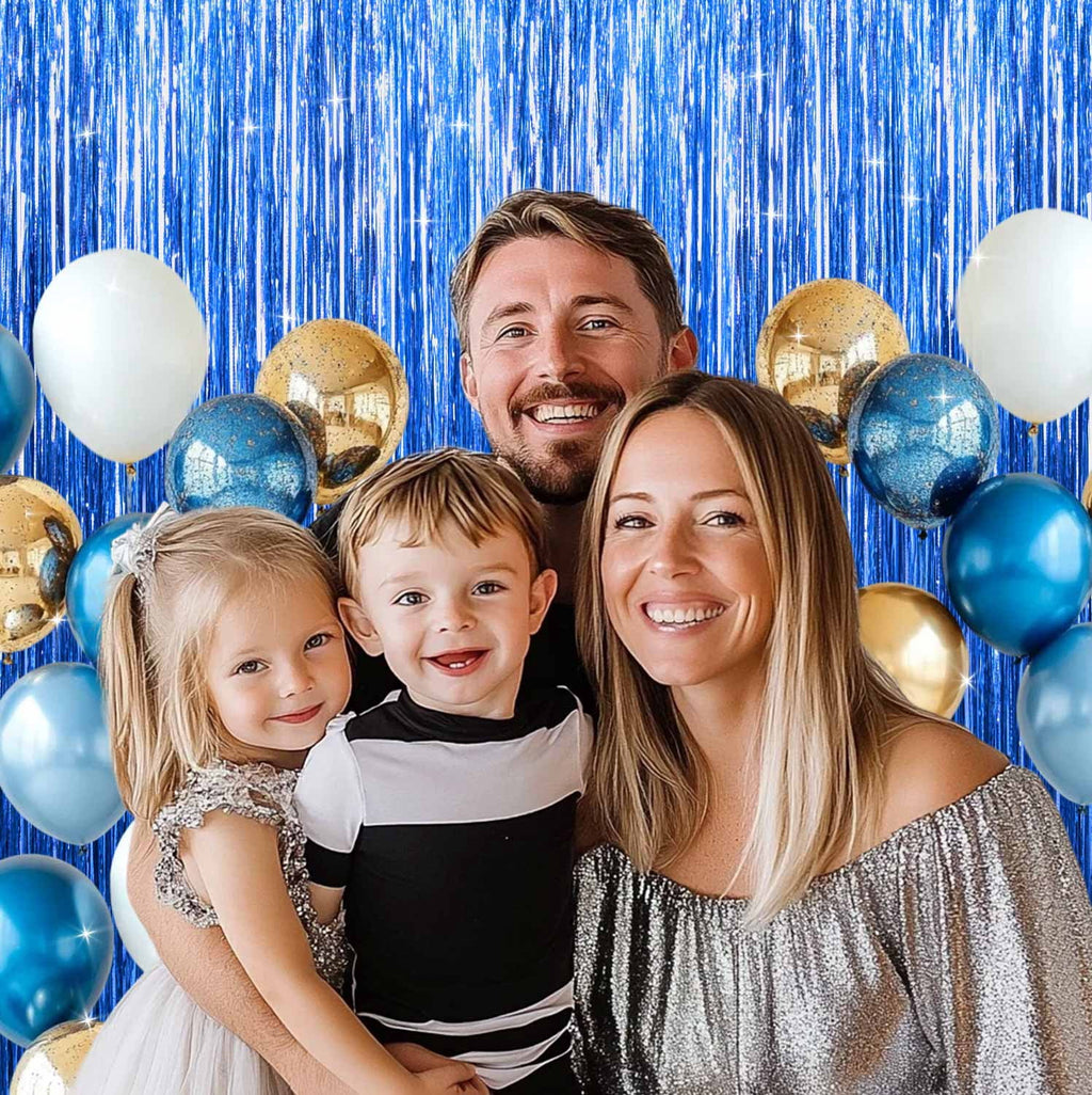 Sm:)e 2-Pack Light Bright Silver Foil Fringe Curtains for Events - Birthday, Wedding, Graduation, Christmas, Baby Shower, various festivals Decor Photo Booth Fun!