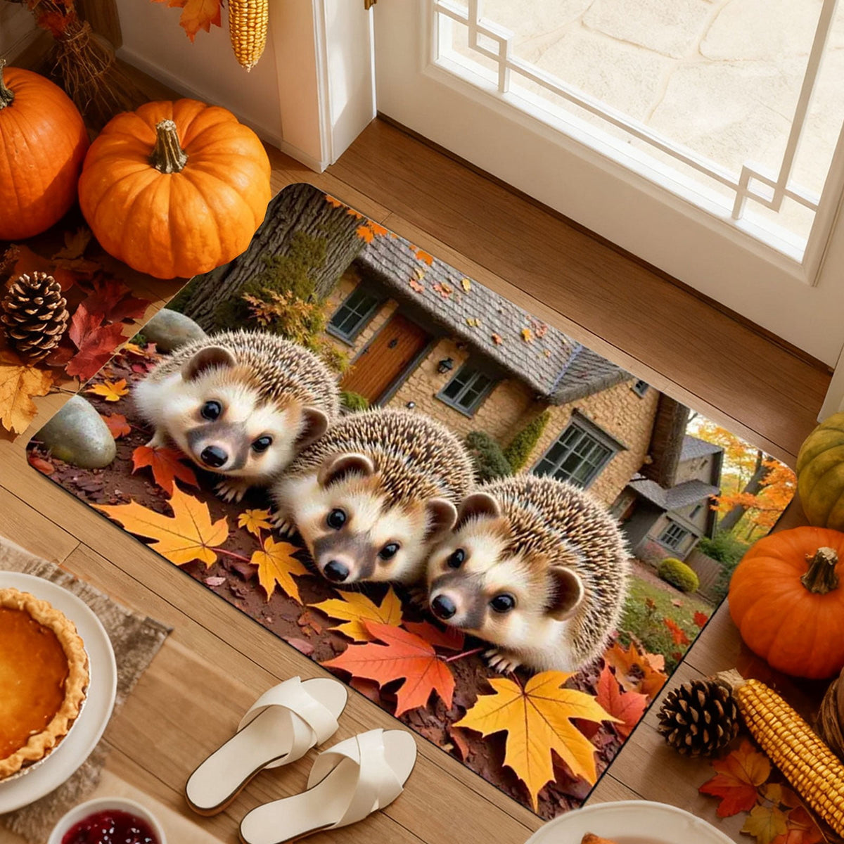 Autumn Door Mat for Entryway, 16x24 Inch, Fall-Themed Floor Doormat for Home Decor, Non-Slip Rug Mat for Living Room, Kitchen, Bedroom, Gifts for Fall Lovers (E)