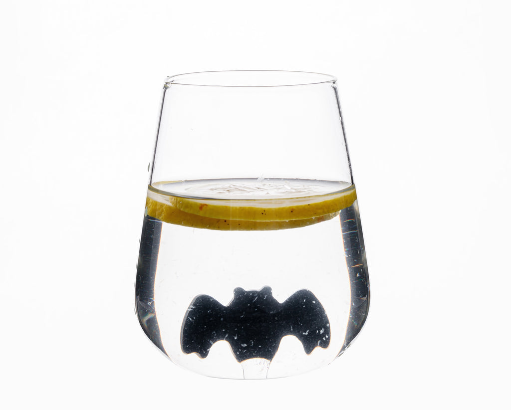 Way To Celebrate Halloween Stemless Wine Glass with Bat, 16.5 oz