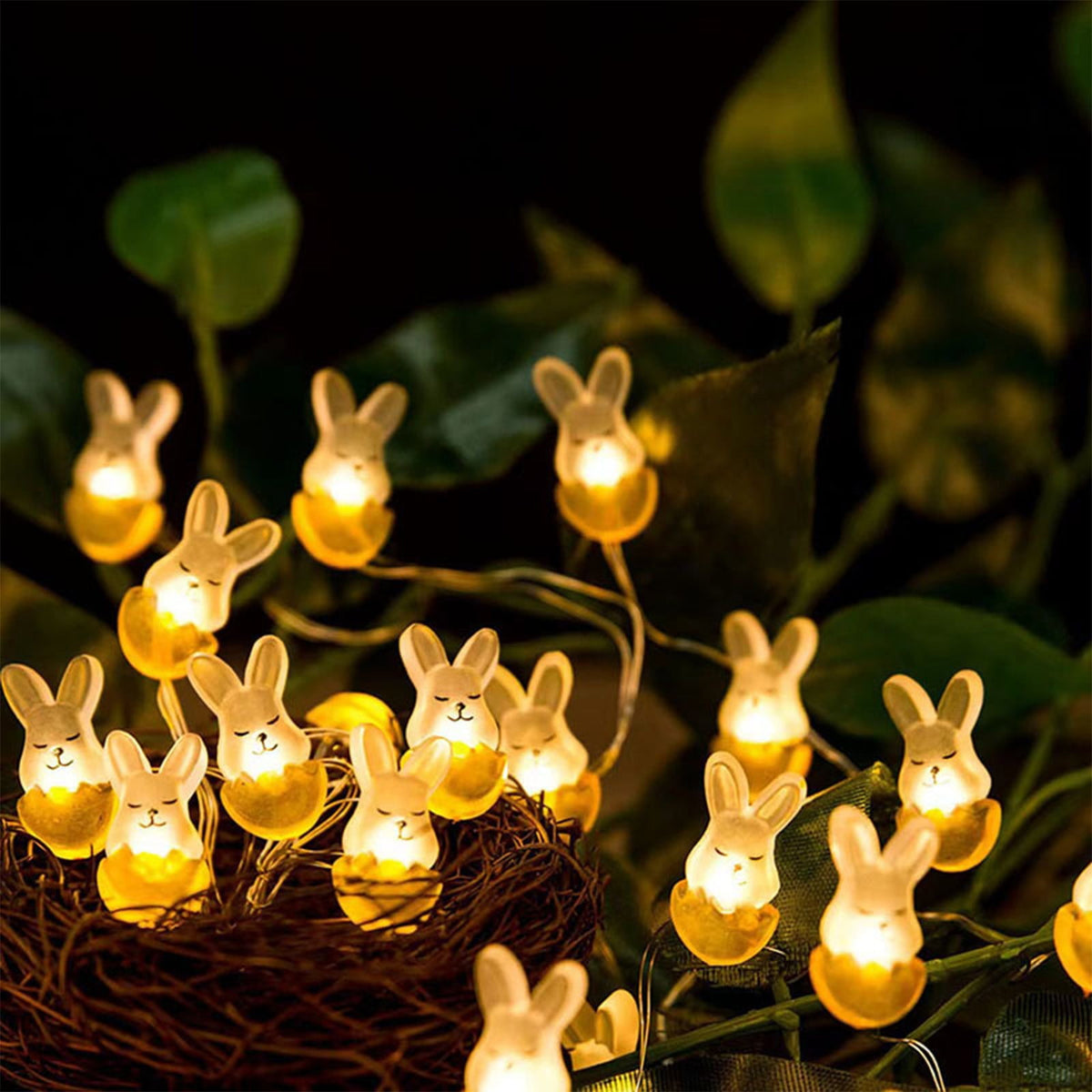 Stijggn 10 Easter Lights Outdoor Easter Decor LED Bunny Lights Plug in Easter Lights String for Indoor Outdoor Spring Decor & Easter Decor