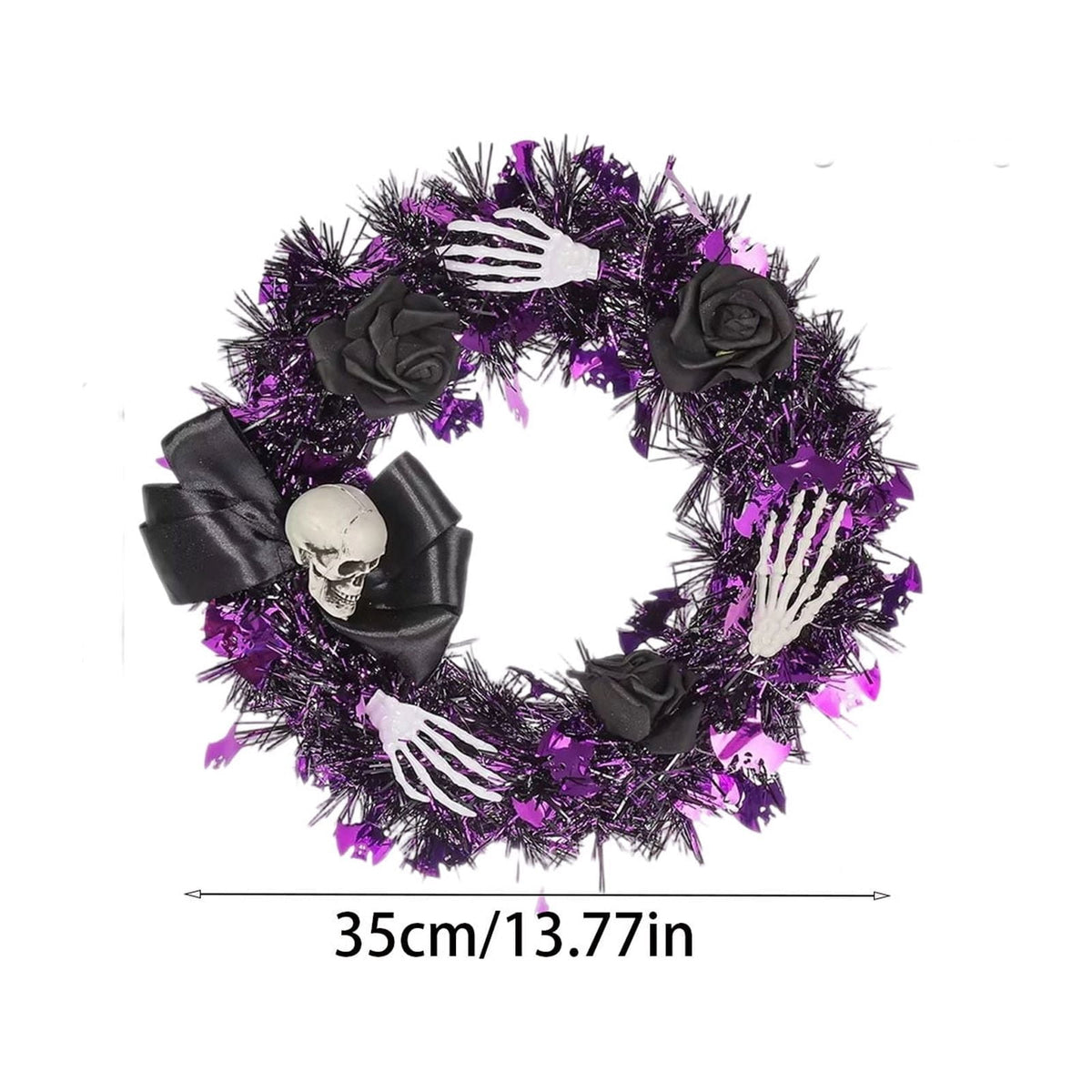 Boovnll Halloween Wreath, 18" Horror & Novelty Handmade Black Twig Glitter Bats Halloween Wreaths for Front Door Fireplace Wall Porch Party Decor, Halloween Decorations