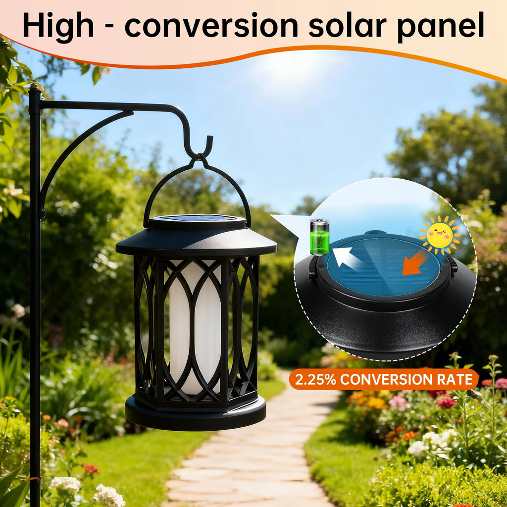 2 Pack Solar Lantern Outdoor Lights, Upgraded Flickering Flame Solar Lanterns Outdoor Waterproof, Hanging Lantern Decorative, Solar Powered Lanterns for Yard, Patio, Path, Tree, Garden Decor