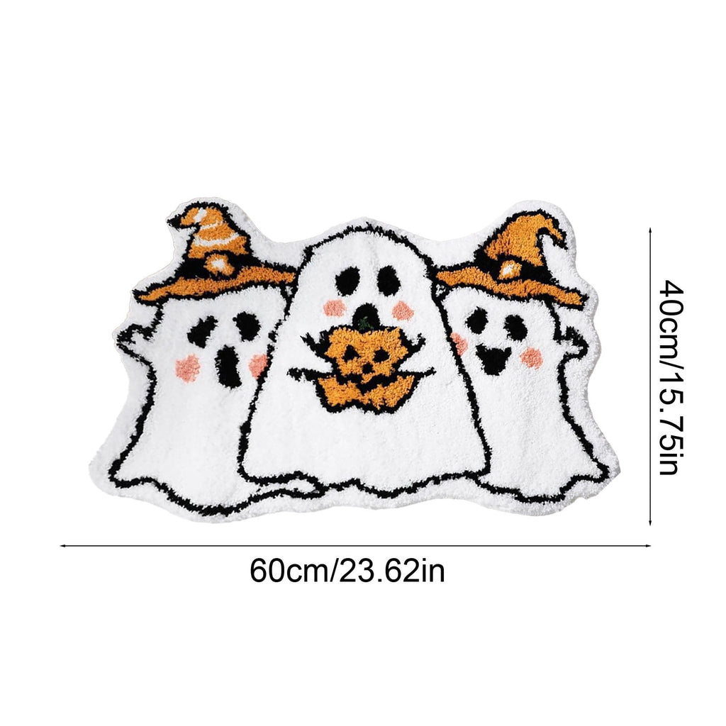 Halloween Wreath Shaped Rugs, Soft Indoor Mat for Entryway, Kitchen, Halloween Party, Pumpkin Witch Spooky Home Decor, 23.62x15.75 Inches