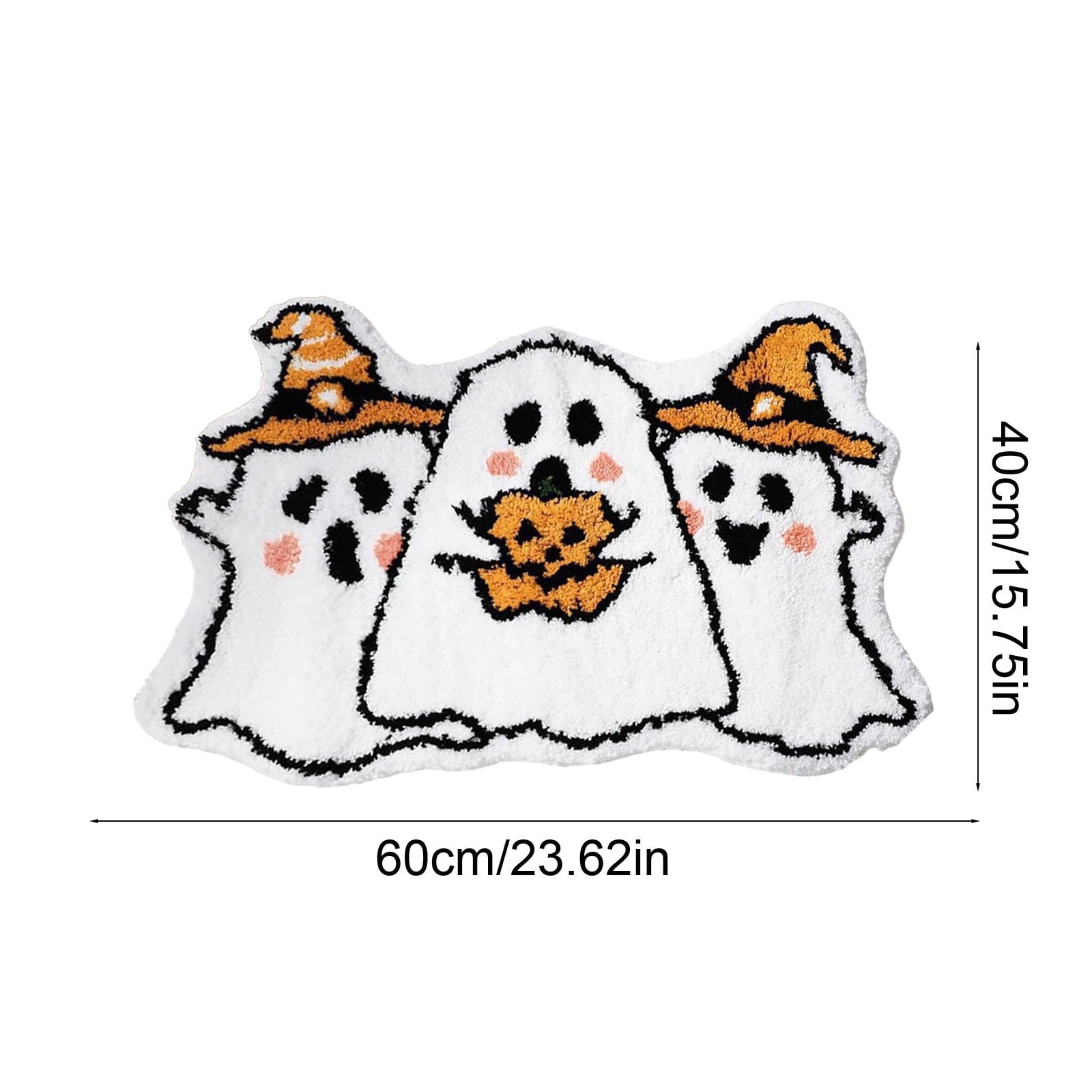 Halloween Wreath Shaped Rugs, Soft Indoor Mat for Entryway, Kitchen, Halloween Party, Pumpkin Witch Spooky Home Decor, 23.62x15.75 Inches
