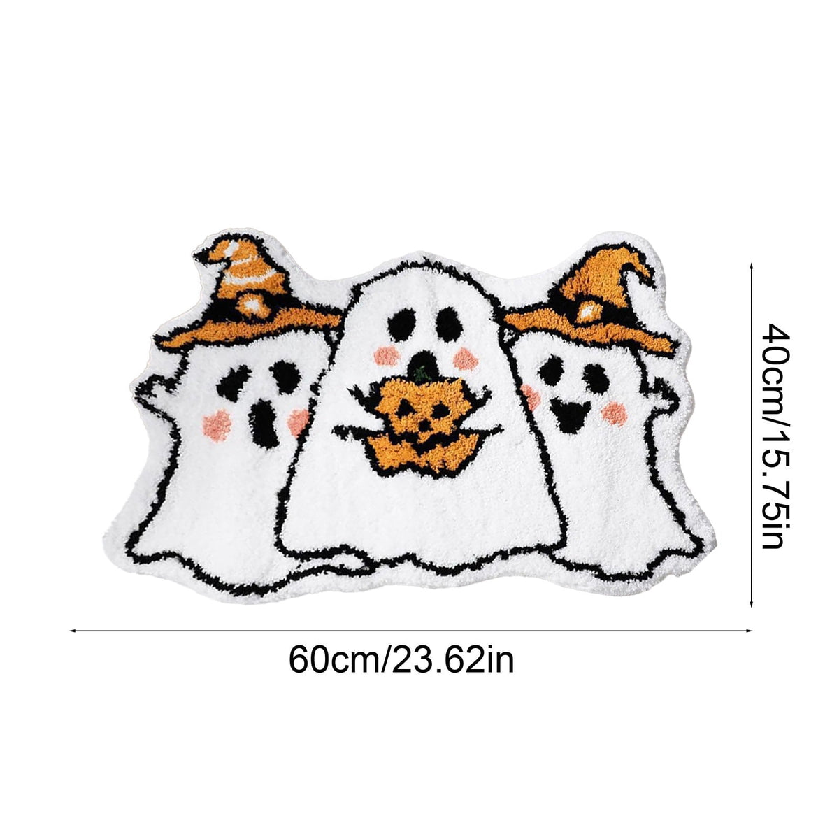 BingTong Cartoon Ghost Themed Fall Welcome Mat,Variety Spooky Adorable Ghost Shape Entryway Rug,Weather Resistant Low Profile Door Mat for Home Apartment Cafe Halloween Decoration Ghost F