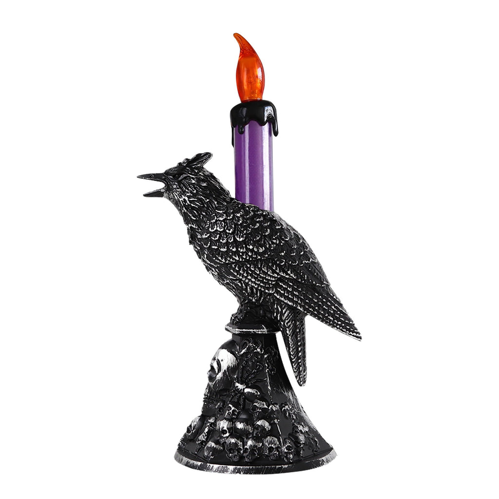 Gothic Mysterious Crow LED Light Luminous Sculpture, Resin Gothic Home Decor Accent, Raven Lamp for Halloween Gift, Bedroom Bedside, Living Room
