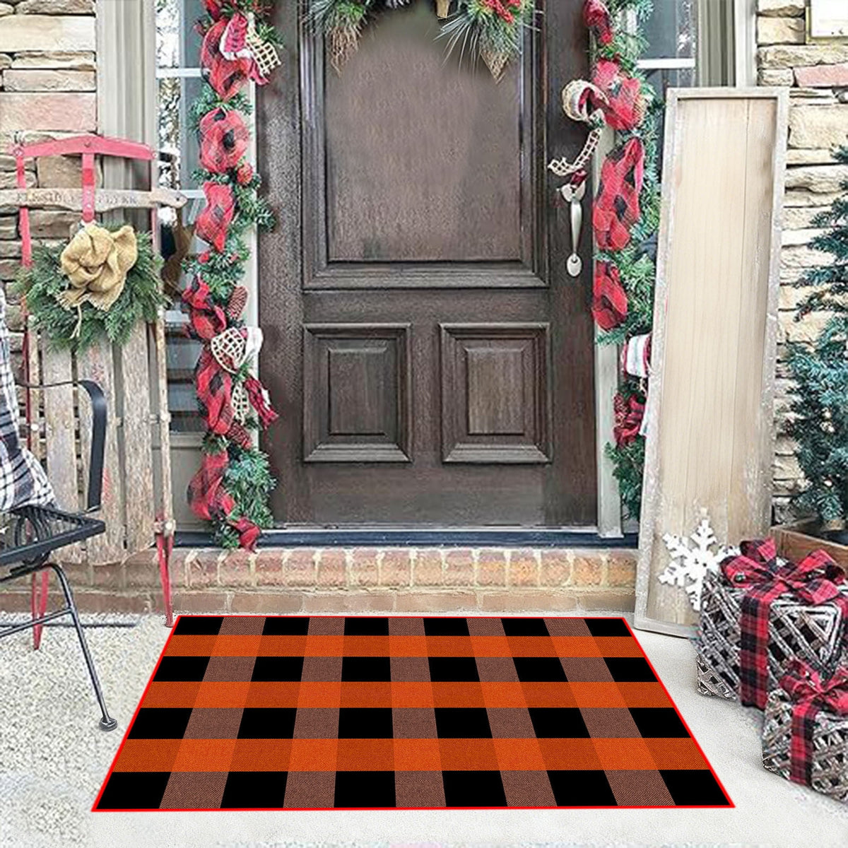 Clearance Hotyverty Halloween Front Door Mat Anti-Slip Super Absorbent Waterproof Stain Resistant Leaf 19x4x4in Indoor Front Entryway Porch Floor Decor, Halloween Gift for Family Holiday Lovers