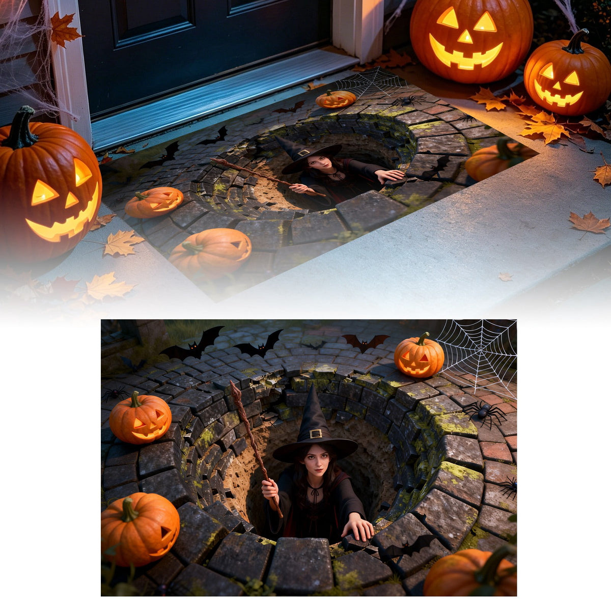 3D Optical Illusion Halloween Doormat Visual Trap Hole Design Non Velvet Entryway Rug Washable Floor Mat