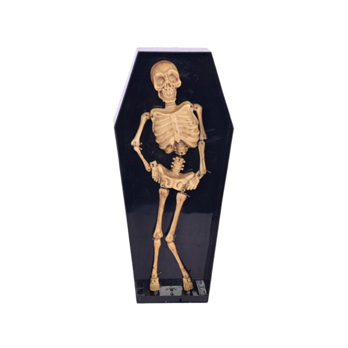 Halloween Dancing Coffin Skeleton with LED Lights Animated Prop Voice Activated Decorations with Spooky Music and Glowing Effects Scary Jumping Skeleton for Haunted House Yard Cemetery Party Decor