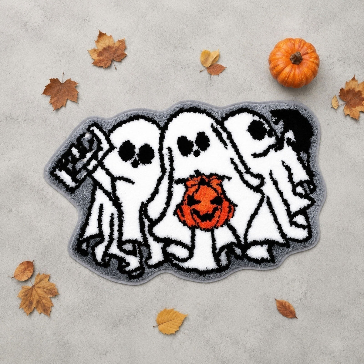 WWC Halloween Door Mat, 32x20 inch Halloween Decor Thick Non Slip Ghost doormat, Entryway Rug for Fall Party Indoor Outdoor Front Porch