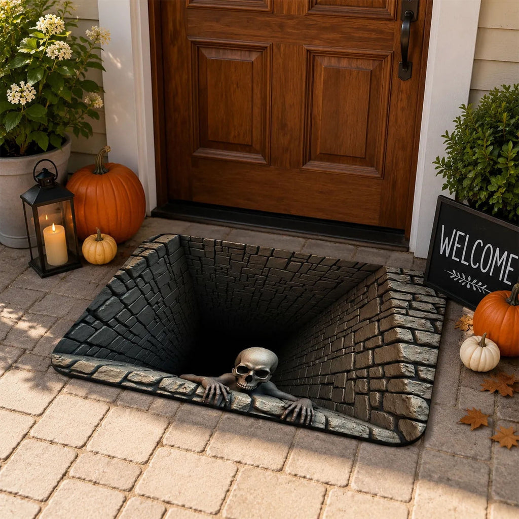 STIJGGN Halloween Ghost Boo Checkered Coir Rug, 23"×15" Fall Outdoor Front Door Decor Mat, Washable Hand-Woven Rug for Layered Doormat, Autumn Halloween Thanksgiving Carpet for Porch, Entryway