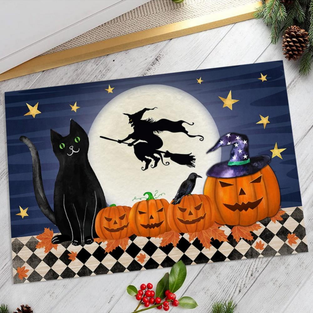 Halloween Door Mat Outdoor Trick or Treat Doormat Non Slip Funny Rug Pumpkin Holiday Decorative Entrance Mat for Halloween Indoor Outdoor Decoration, 15.7x23.6"