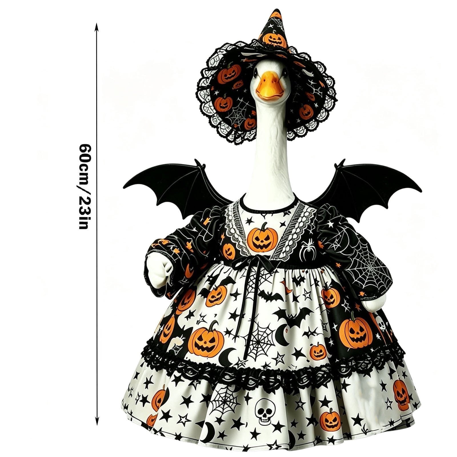 Thanksgiving Harvest Outfit for 23" Porch Goose, Goose Fall Theme Dress in White&Orange with Headwear Fall Harvest Decor for 23" Goose Outdoor Patio Yard Lawn Decoration