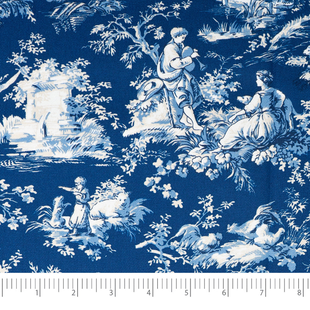 Waverly Inspirations 100% Cotton 45" x 2 Yards Precut Toile Navy Print Sewing & Crafting Fabric, 1 Each