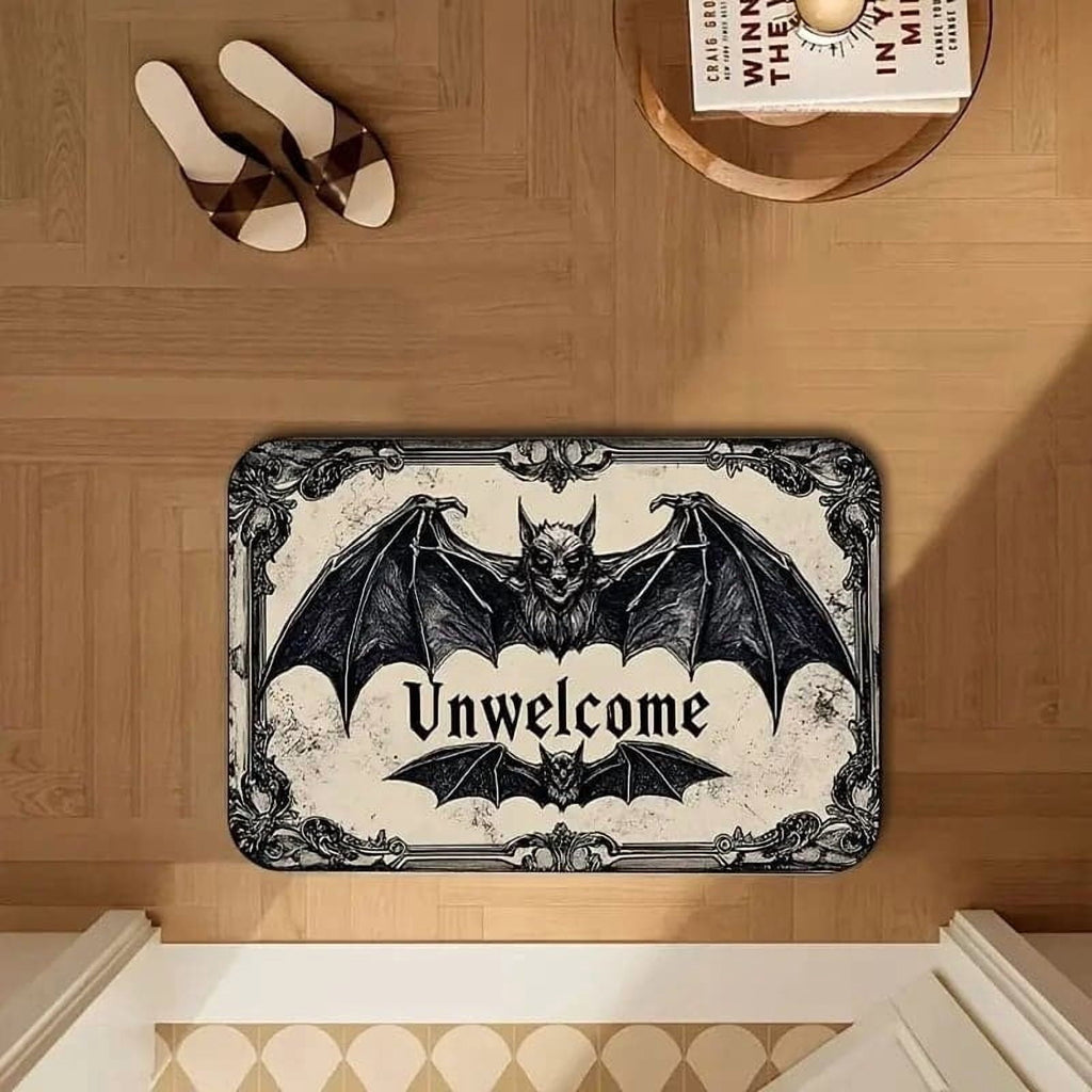 Rvkxad Gothic Halloween Doormat, Scraper Style Entry Door Mat, Coir Welcome Mat for Porch Entrance Kitchen Floor