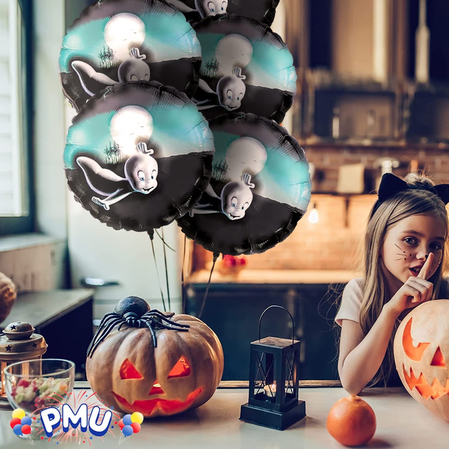 PMU Halloween Party Decoration "Happy Halloween" Jack Faces Aglow 18 Inch Mylar-Foil Balloon (1pkg) Pkg/1