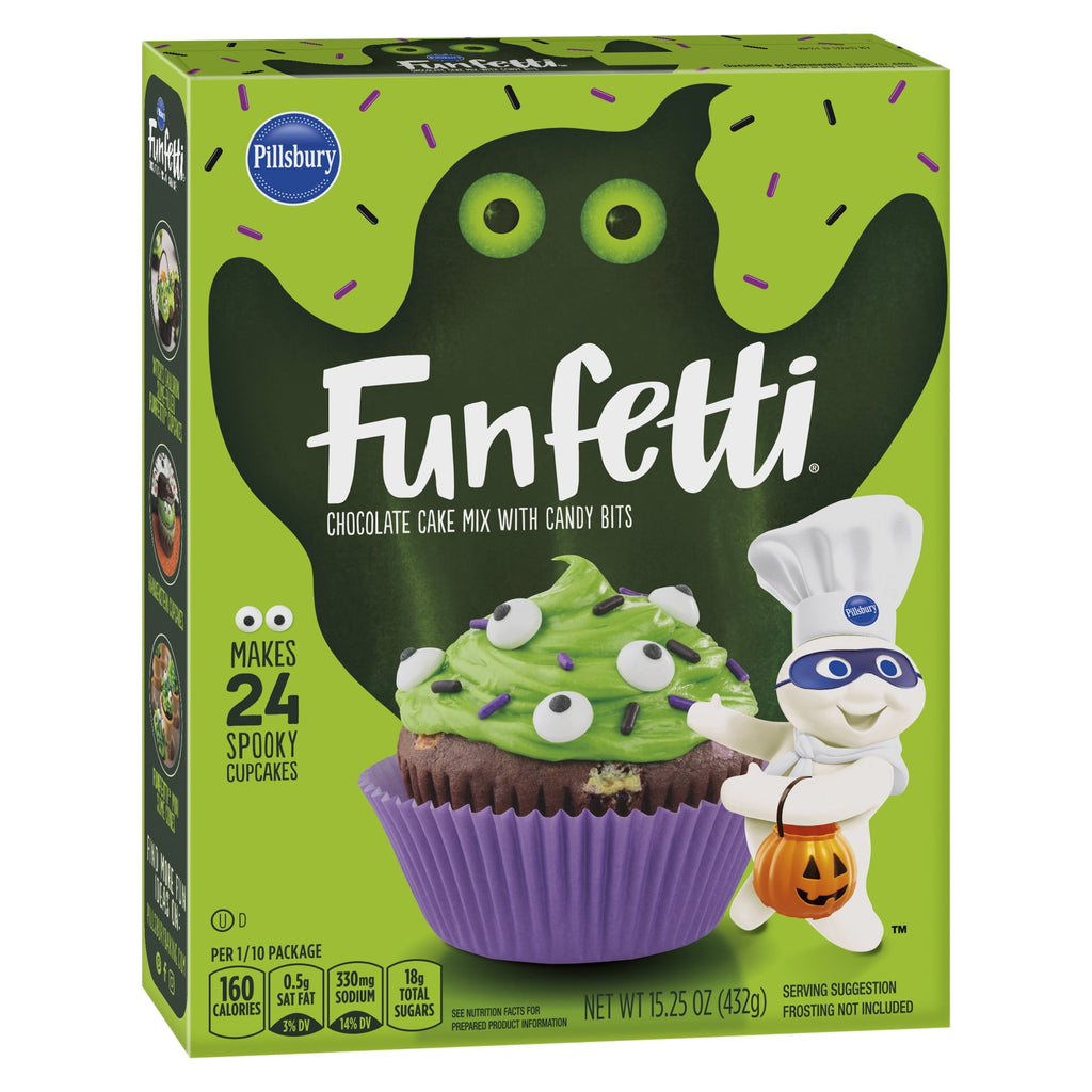 Pillsbury Funfetti Slime Chocolate Cake Mix with Colored Bits, 15.25 Oz Box