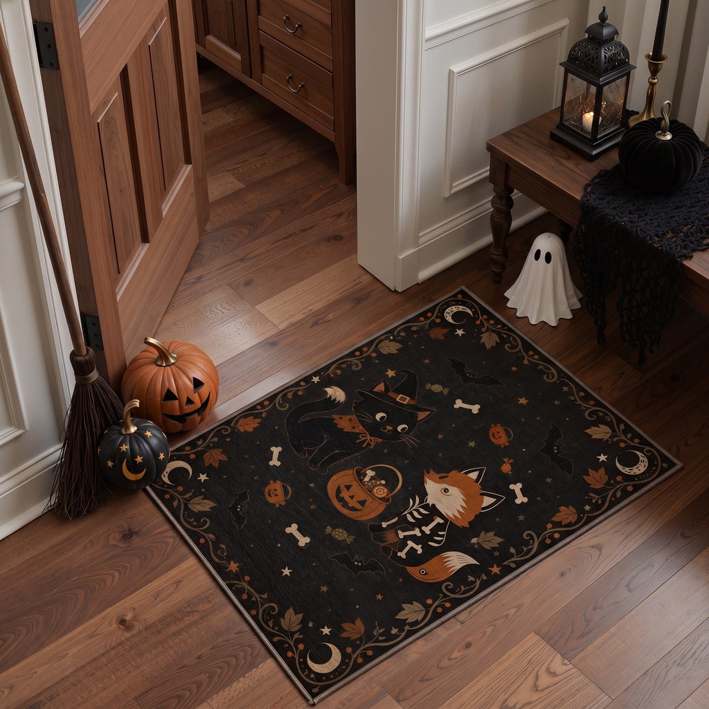 GENIMO 5'x7' Halloween Area Rug for Living Room, Washable Non Slip Soft Farmhouse Pumpkin Indoor Rug for Bedroom Dining Room Home Office, Vintage Sepia