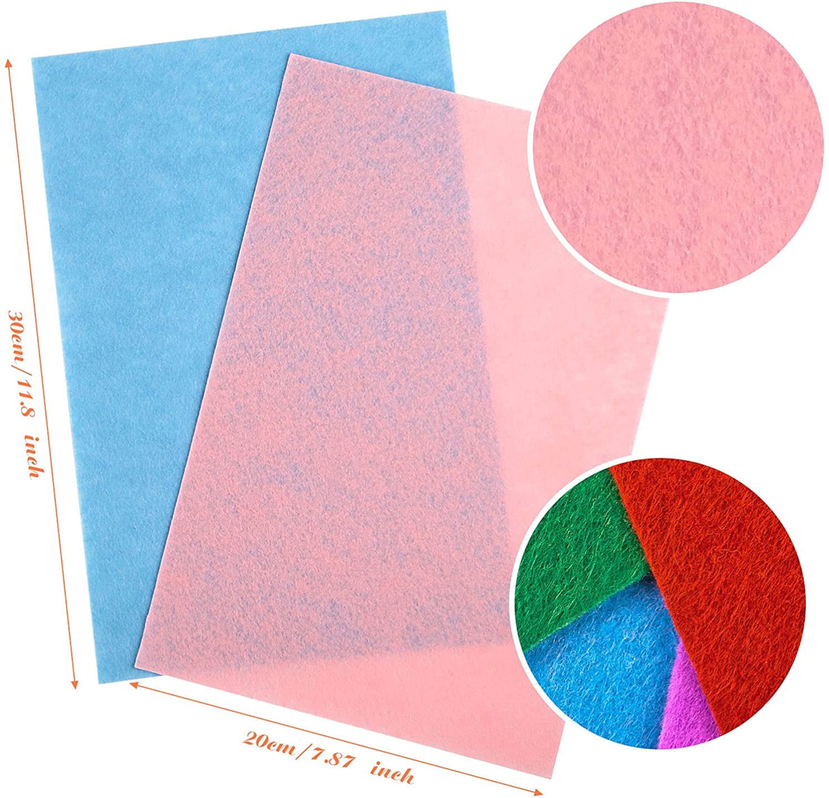 Naler 50Pcs Felt Fabric Sheet 8 x 12 inch Assorted Color 1mm Thick Non-Woven Precut Fabric for DIY Craft,Sewing,Patchwork,Embroidery
