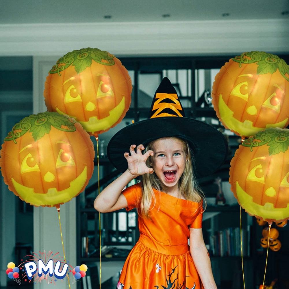 PMU Halloween Party Decoration "Happy Halloween" Jack Faces Aglow 18 Inch Mylar-Foil Balloon (1pkg) Pkg/1