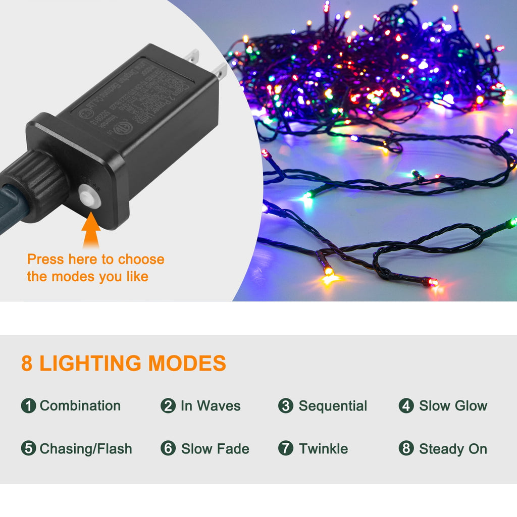 Scidweet Christmas String Lights, 108 ft 300 Twinkle String Lights for Xmas Christmas Tree Indoor Outdoor Home Decorations, Multicolor