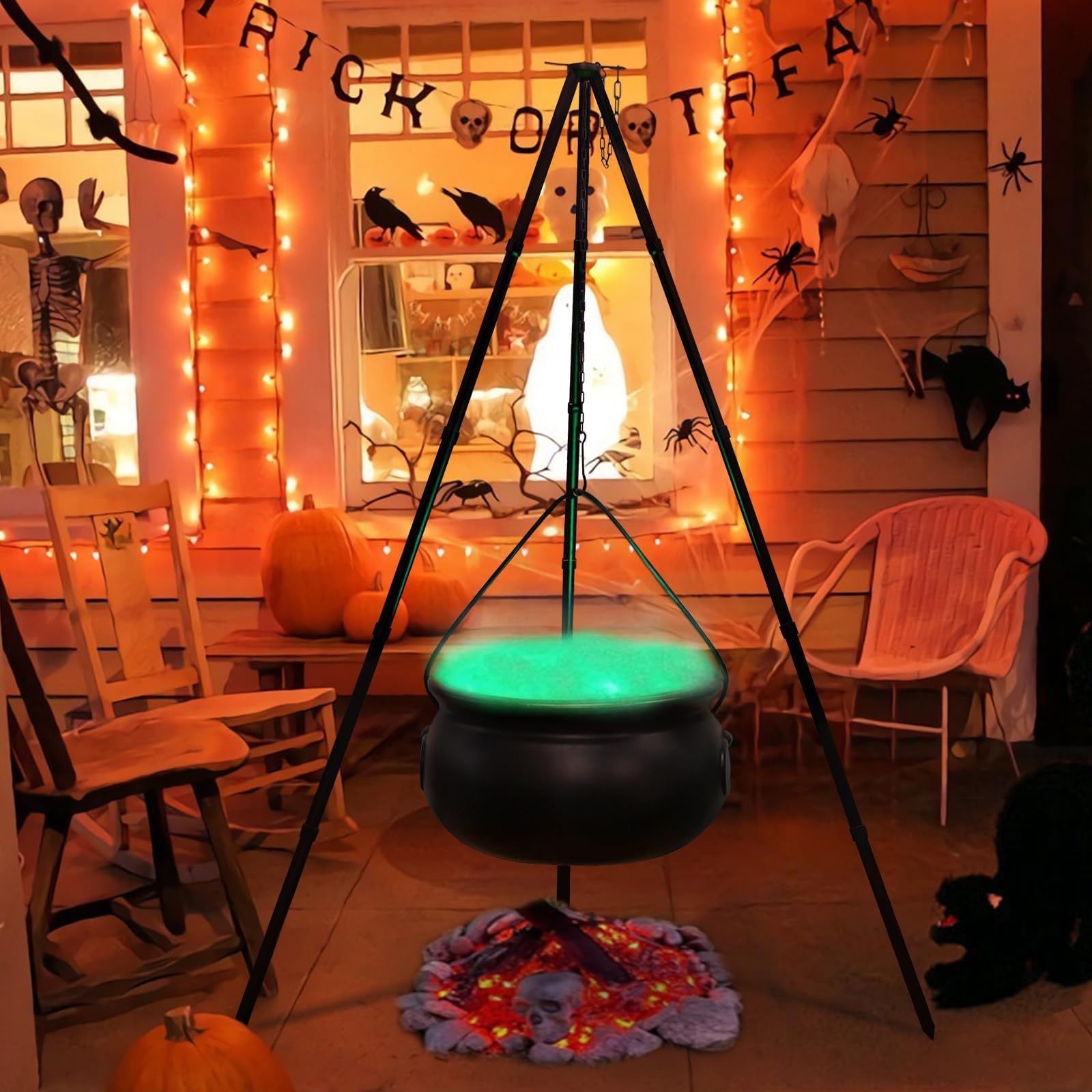 Muecwrye Halloween Decorations Outdoor, Halloween Clearance! Halloween Witches Cauldron on Tripod with Lights, DIY Bubbling Cauldron Set Decor for Home Porch Outside, Halloween Party Supplies