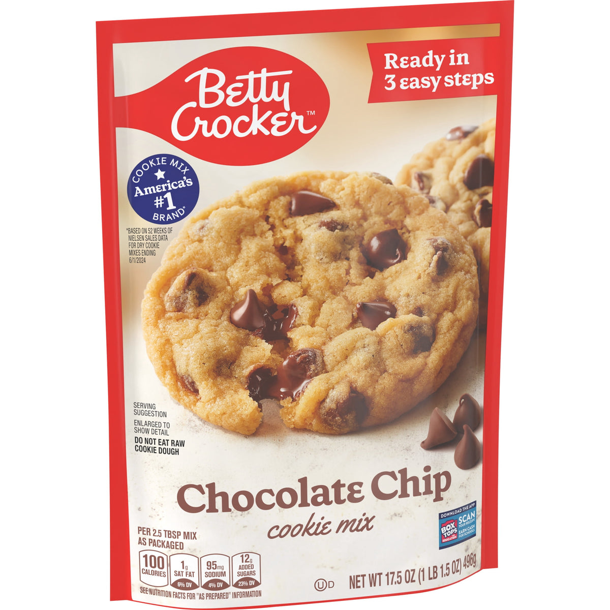 Betty Crocker Chocolate Chip Cookies, Cookie Baking Mix, 17.5 oz